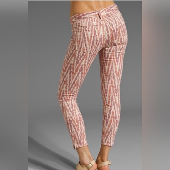 Free People Women's Ikat Skinny Pants Size 26 Multicolor Stretch Button‎ Zipper - Picture 2 of 16